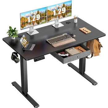 48 x 24 colių atsistoti Sėdimas stalas su stalčiais Darbas Biuro stalas Vertybės Juodi baldai Kompiuterių biurai Žaidimų stalai Mobilus
