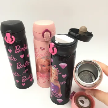 500ML Fashion Barbie Cartoon Thermos Cup kawaii Anime Bouncing Cup Thermal Thermo Water Bottle Nerūdijančio plieno izoliuotas puodelis