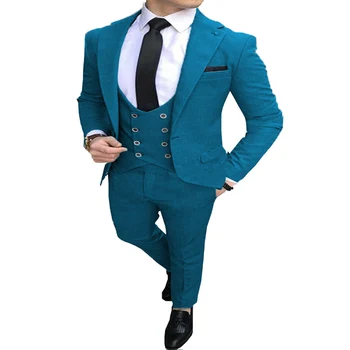 5XL Vyriškas kostiumas 3 dalių komplektas Dviejų sagų švarkai Kelnės Kelnės Liemenė Liemenė Vyriškas kostiumas Blazer+Liemenė+Kelnės vestuvinei patry suknelei