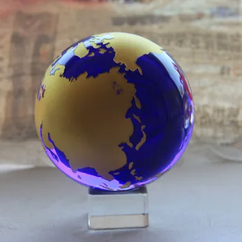 60mm Krištolo pasaulinis rutulinis stiklas Sferos papuošalai Figūrėlė Namų dekoravimas Fengshui amatai Žemės marmurai Dovanos Astronomija