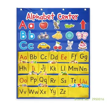 Abėcėlės centras Kišeninės diagramos kortelių rinkinys vaiko raidžių mokymuisi Žaislų abėcėlės kišeninė diagrama Abėcėlės mokymosi sieninė diagrama