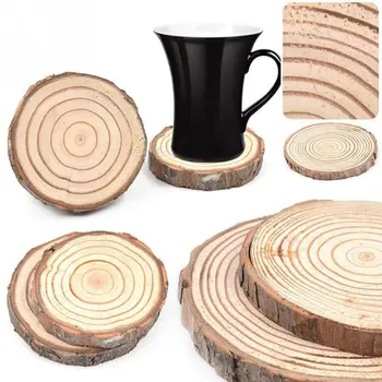 Apvalūs virtuvės aksesuarai Natūrali medinė arbata Kavos staliukas Dekoravimo puodelis Padėklas Puodelis Kilimėlis Mediniai padėkliukai