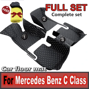 Automobiliniai grindų kilimėliai Mercedes Benz C klasei W204 2008~2014 Anti-dirt Pad Accesorios Para Auto Leather Mat Automobilių aksesuarai Interjeras