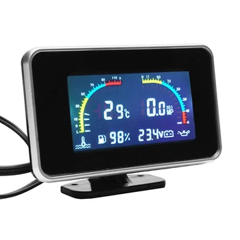 Automobilio LCD 4 in 1 matuoklis Skaitmeninis ekrano jutiklis Prietaisų skydelis Voltmetras Vandens temperatūros matuoklis 4 In 1