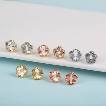 Blizgantis naujas dizainas Paprasti slyvų žiedų metaliniai auskarai Paauksuoti Mieli Kūrybingi 18K dvipusiai Y2K stiliaus moterų dovanos