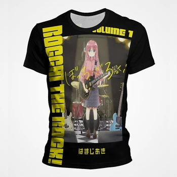 Bocchi The Rock T marškinėliai Anime 3D grafiniai marškinėliai Crewneck marškinėliai Fashion Spring Summer Girl Harajuku Casual Children Drabužiai