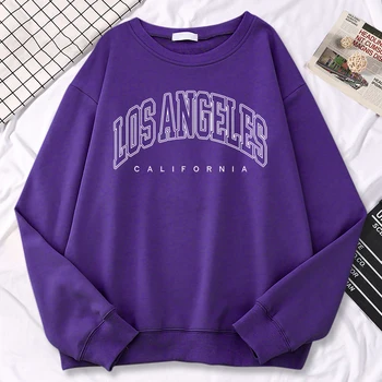Casual Autumn Pullover for Women Los Angeles California Letter Printing Hoodies Fleece Soft Sweat Loose Warm Ladies Clothes