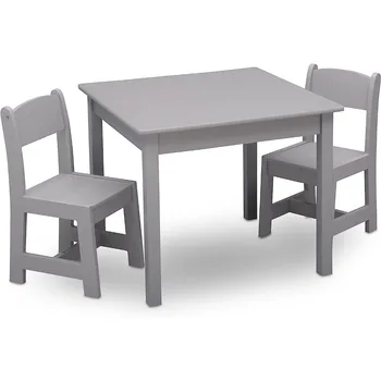Children MySize Kids medinis stalas ir kėdžių komplektas (įskaitant 2 kėdes) - Greenguard Gold sertifikuotas, pilkas, 3 dalių rinkinys