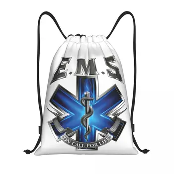 Custom Ems Star Of Life Drawstring Kuprinės krepšiai Moterys Vyrai Lengvas EMT Paramedic Gym Sports Sackpack maišai jogai