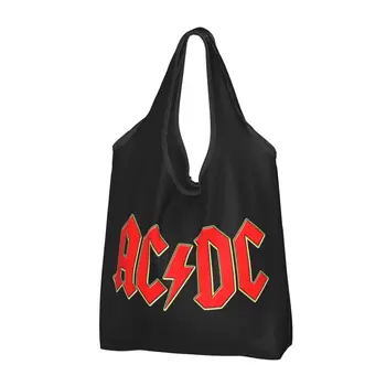 Dideli daugkartinio naudojimo AC DC sunkūs bakalėjos krepšiai Perdirbti sulankstomą metalą Roko muzika Pirkinių eko krepšys Plaunamas lengvas