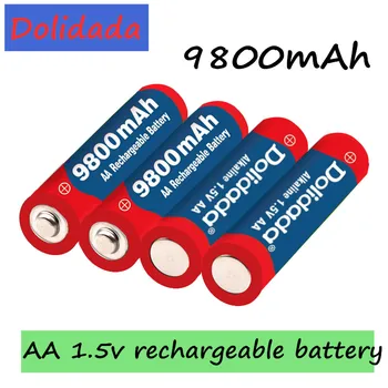 Dolidada 2021 Nauja Tag 9800 MAH įkraunama baterija AA 1.5 V. Įkraunamas Naujas Alcalinas drummey +1vnt 4 ląstelių akumuliatoriaus įkroviklis
