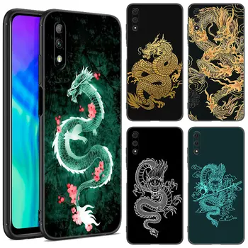 Flower Dragon Phone Case For Honor 7A 8A 9X Pro 8 10X Lite 7S 8C 8S 8X 9A 9C 10i X6 X7 X8 X9 X40 GT Soft TPU Juodas dangtelis