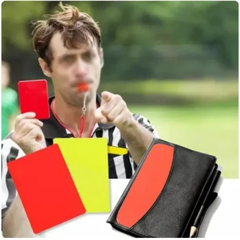 Futbolo futbolo teisėjo kortelių rinkinys Futbolo raudonų ir geltonų kortelių teisėjas tiekia piniginę Užrašų knygelė Profesionalūs žaidimų teisėjo įrankiai