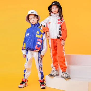 Hip Hop Kids Pramoginių šokių kostiumai mergaitėms Berniukai Scenos drabužiai Vaikų džiazo šokių drabužiai Šou marškiniai Kelnės Kostiumai