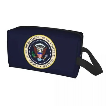  Jungtinių Amerikos Valstijų prezidentas Makiažo krepšio kelionių organizatorius Kawaii Donaldas Trumpas JAV balsavimas Rinkimai Prezidento logotipas Tualeto reikmenys