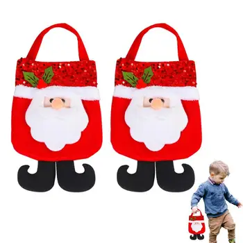 Kalėdiniai dovanų maišeliai Kalėdų senelio batų krepšiai 2vnt Dekoratyvinis rankinis maišelis vaikams Dovanų pakavimo laikiklis Krepšys Kalėdų eglutės dekoravimui