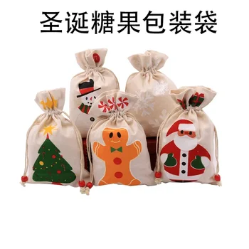 Kalėdinis saldainių maišelis Kalėdinių vaisių dovanų raištelis dovanų maišelis Kalėdų senelio Snaigės sniego senio mažas medžiaginis maišelis