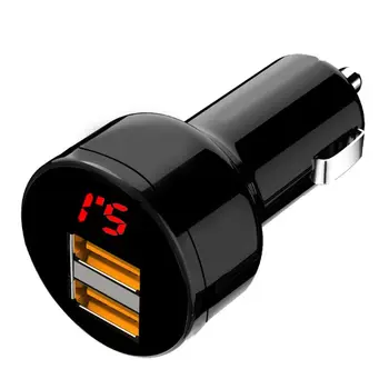 Karštas pardavimas 12V / 24V dvigubi prievadai 3.1A USB automobilinis cigarečių įkroviklis Žiebtuvėlis Skaitmeninis LED voltmetras Maitinimo adapteris telefono planšetiniam kompiuteriui GPS