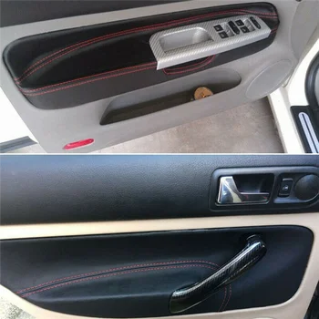LHD durų skydo dangtelis -VW Golf 4 MK4 Jetta 1998 - 2005 Automobilio durų porankių skydelio dangtelio lipduko apdaila Juoda su raudona