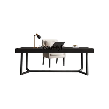Lengvas prabangus studijų kompiuterio stalas Integruotas modernus minimalistinis aukštos klasės namų rašomasis stalas Akmens plokštė Itališki biuro baldai