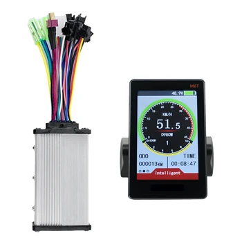 M6T elektrinis dviračio LCD ekranas matuoklis + 36V 350W sinusinių bangų valdiklio spalvotas ekranas su USB universaliu juodu tinka el. dviračio e paspirtukui