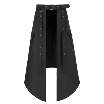 Mens Scottish Utility Kilts Vintage Gothic Medieval Half Sijons Black Punk Retro Scotland Kendo Pocket Scottish Clothing