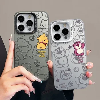 Mikė Pūkuotukas Lotso Plating anime telefono dėklas, skirtas iPhone 15 14 13 12 11 Pro Max Xr X 14 Plus dėklas Cute Cartoon smūgiams atsparus dangtelis
