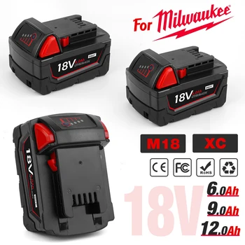 Milwaukee M18 XC ličio baterija 18V 6.0Ah 9.0Ah 12.0Ah 48-11-1860 48-11-1850 48-11-1840 48-11-1820 Įkraunamos baterijos