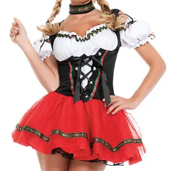 Moterys Oktoberfest Apranga 3 vnt Vokiškas Oktoberfest kostiumų komplektas Vokiškas Bavarijos alaus mergina Dirndl suknelė Party Cosplay kostiumas
