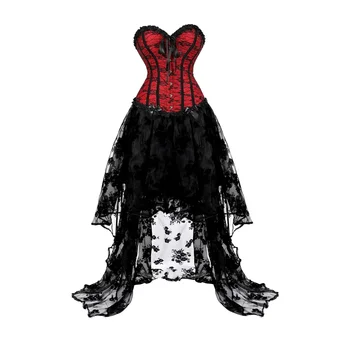 Moterys Vintažinė gėlėta korseto suknelė Vestuvinė Vestuvinė gėlė Suvarstomas korsetas Viršus su asimetrišku tiulio ilgo sijono komplektu