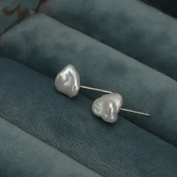 Natūralūs gėlavandenių perlų auskarai Vestuvių papuošalai Maži perlai Netaisyklingi grynuoliai Balto barokinio perlo auskarai moterims