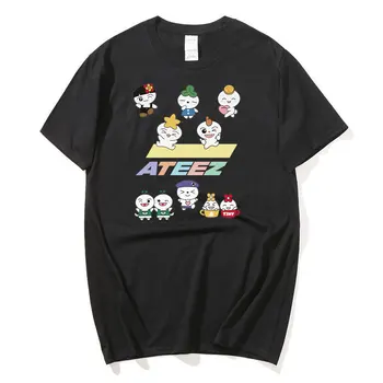 Naujos muzikos grupės marškinėliai Mada Populiarūs SKZ laisvi marškinėliai Korėjiečių ATEEZ Kpop Moterys Vyrai Vasaros trumpomis rankovėmis Trišakiai Tops