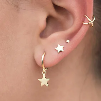 Nerūdijančio plieno žvaigždiniai auskarai, mados žvaigždžių auskarai, sidabro žvaigždės auskarai, sidabriniai auskarai, moteriški auskarai, papuošalų dovanos