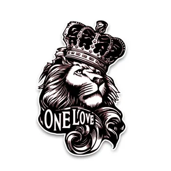One Love Lion Crown aukštos kokybės gyvūnų automobilio lipdukas PVC,10CM * 15CM