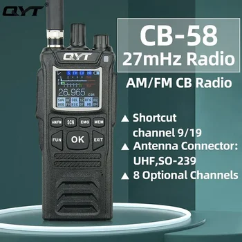 Original QYT 27MHz CB-58 Radio Standard Handheld 26.965-27.405MHz 40 Channel AM/FM CB Radio Walkie Talkie su 4100mAh baterija