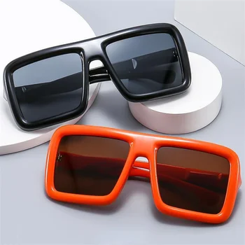 Oversized Frame Vintage Square akiniai nuo saulės Moterys Vyrai Mados prekės ženklas Dizaineris Vienspalviai akiniai nuo saulės UV400 atspalviai Lauko akiniai