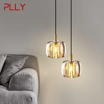 PLLY Modern Crystal Hanging Call Light Amber LED Brass Simply Nordic Chandelier Lempa namų valgomojo miegamajame
