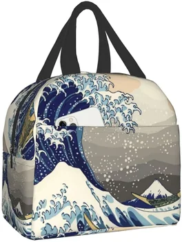 Pietų krepšys moterims Didžioji banga nuo Kanagavos meno izoliuota pietų dėžutė Aušintuvas Tote darbo biuro mokyklos piknikui Bento krepšys