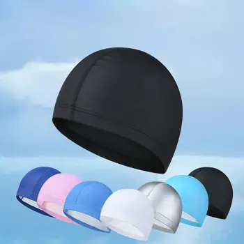 Plaukimo kepurė su apsauginiu sluoksniu Patogi aukšta elastinga greitai džiūstanti maudymosi kepurė moterims Vyrai Vaikai