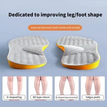 Plokščių pėdų arkos atrama Ortopediniai batai Vieninteliai vidpadžiai pėdoms Vyrai Moterys O/X Kojų koreguotas priežiūros padas PU ortotinis vidpadis