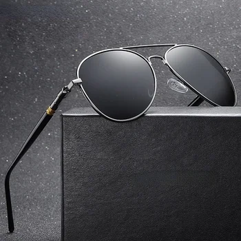 Prabangūs vyriški poliarizuoti akiniai nuo saulės Vairuojantys akiniai nuo saulės vyrams Moterys Prekės ženklo dizaineris Vyriški vintažiniai juodi akiniai nuo saulės UV400