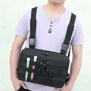 Reguliuojamas krūtinės krepšys Taktinis krūtinės įrenginys Hip Hop funkcinis pečių krepšys Juosmens paketai EDC Molle kempingo liemenė Maišelis Sportinė apranga