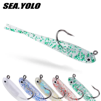 Sea.Yolo Lead Head Soft Fish Lure 7cm 5g Forktail Small Grey Fish Simulation Lure Fake Lure Artificial Bait Fishing Accessories