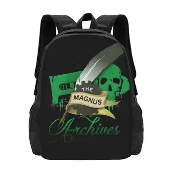 The Magnus Archives Logo School Bags For Teenage Girls Laptop Travel Bags Logo The Magnus Archives Rusty Quill Ink Cog Banner