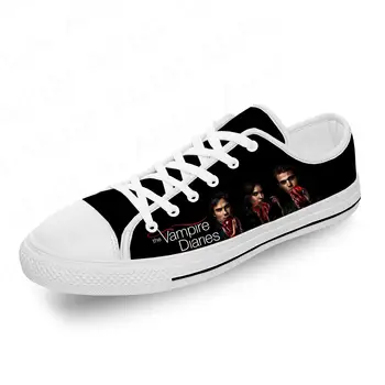 The Vampire Diaries Low Top Sneakers Mens Womens Teenager Casual Shoes Canvas Running Shoes 3D Print Lengvas batas Baltas