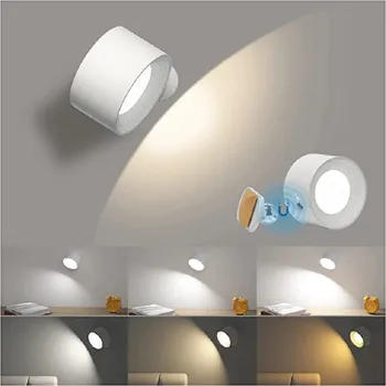 USB įkraunamas LED sieninis šviestuvas Palieskite & Nuotolinio valdymo pultas Akumuliatoriniai sieniniai žvakidės žibintai miegamojo skaitymo lempai