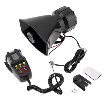 Universal Motorcycle Car Alarm Sound 7 Tone Horn 12V 100W Police Siren Horn Garsiakalbis (juodas)