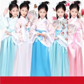 Vaikų senoviniai drabužiai Princesės Hanfu mergaičių senovinių drabužių spektaklis Apranga šokio kostiumas kabareto šokio kostiumas
