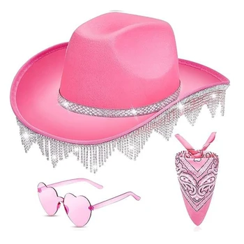 Western Cowboy Hat Scarf Fringed Hat Women Party kostiumas Galvos apdangalas M6CD