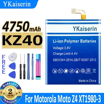 YKaiserin 4750mAh KZ40 KZ 40 pakaitinė baterija Motorola Moto Z4 XT1980-3 akumuliatoriai + remonto įrankių rinkinio akumuliatorius